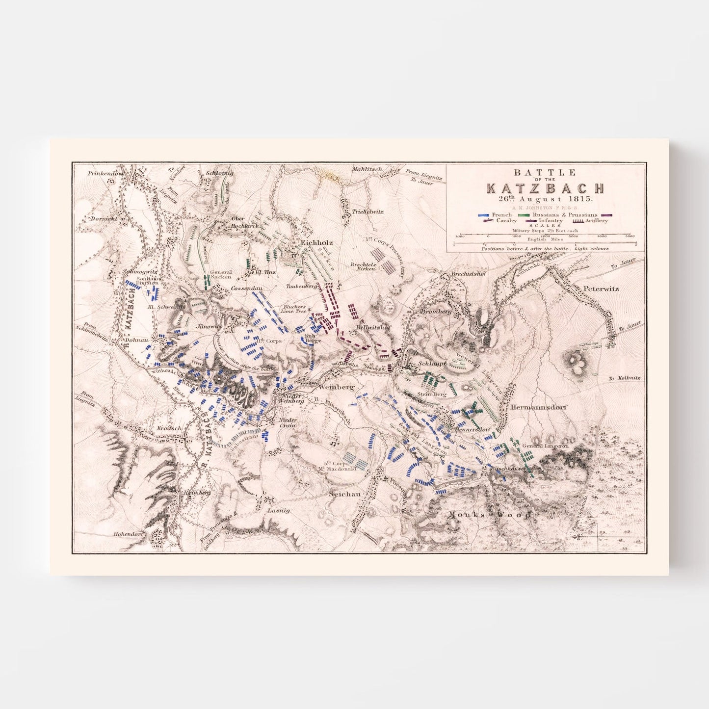 Vintage Map of the Battle of Katzbach, 1813
