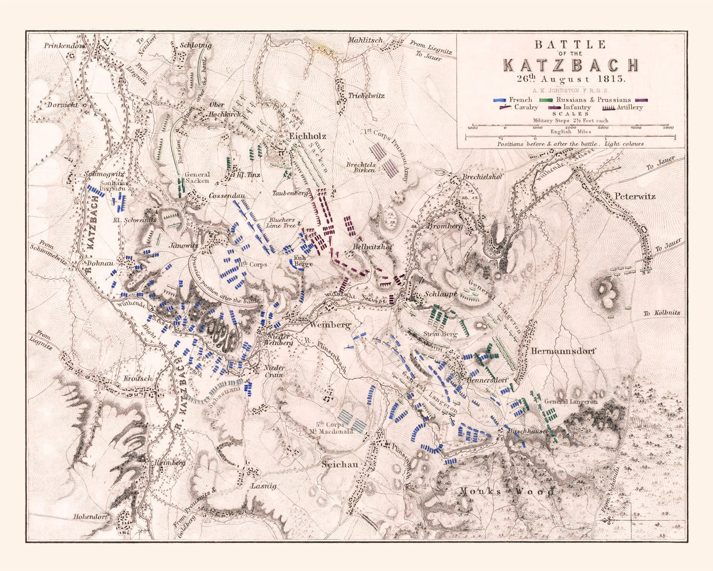 Vintage Map of the Battle of Katzbach, 1813