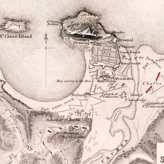 Vintage Map of the Siege of San Sebastian, 1813