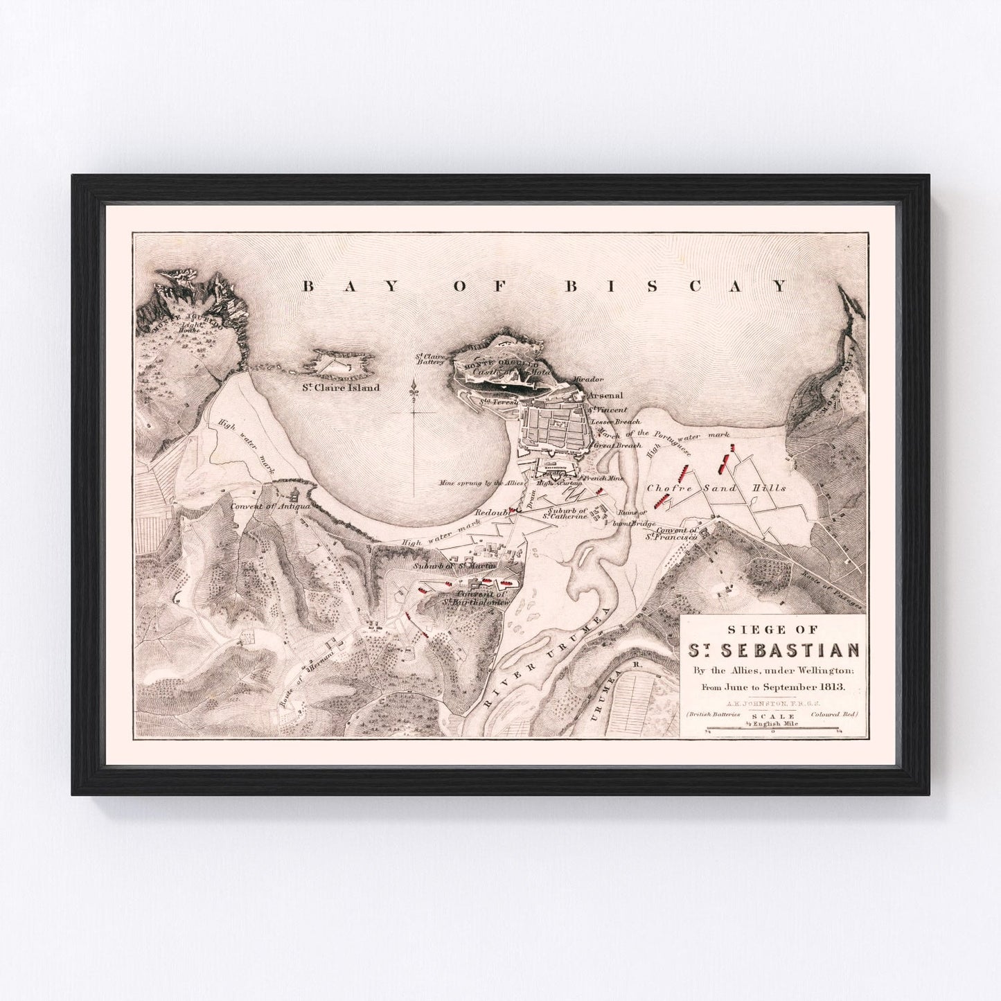 Vintage map of the Siege of San Sebastian, 1813