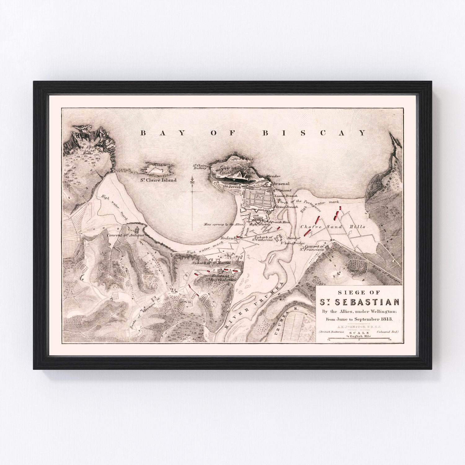 Vintage map of the Siege of San Sebastian, 1813