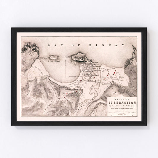 Vintage map of the Siege of San Sebastian, 1813