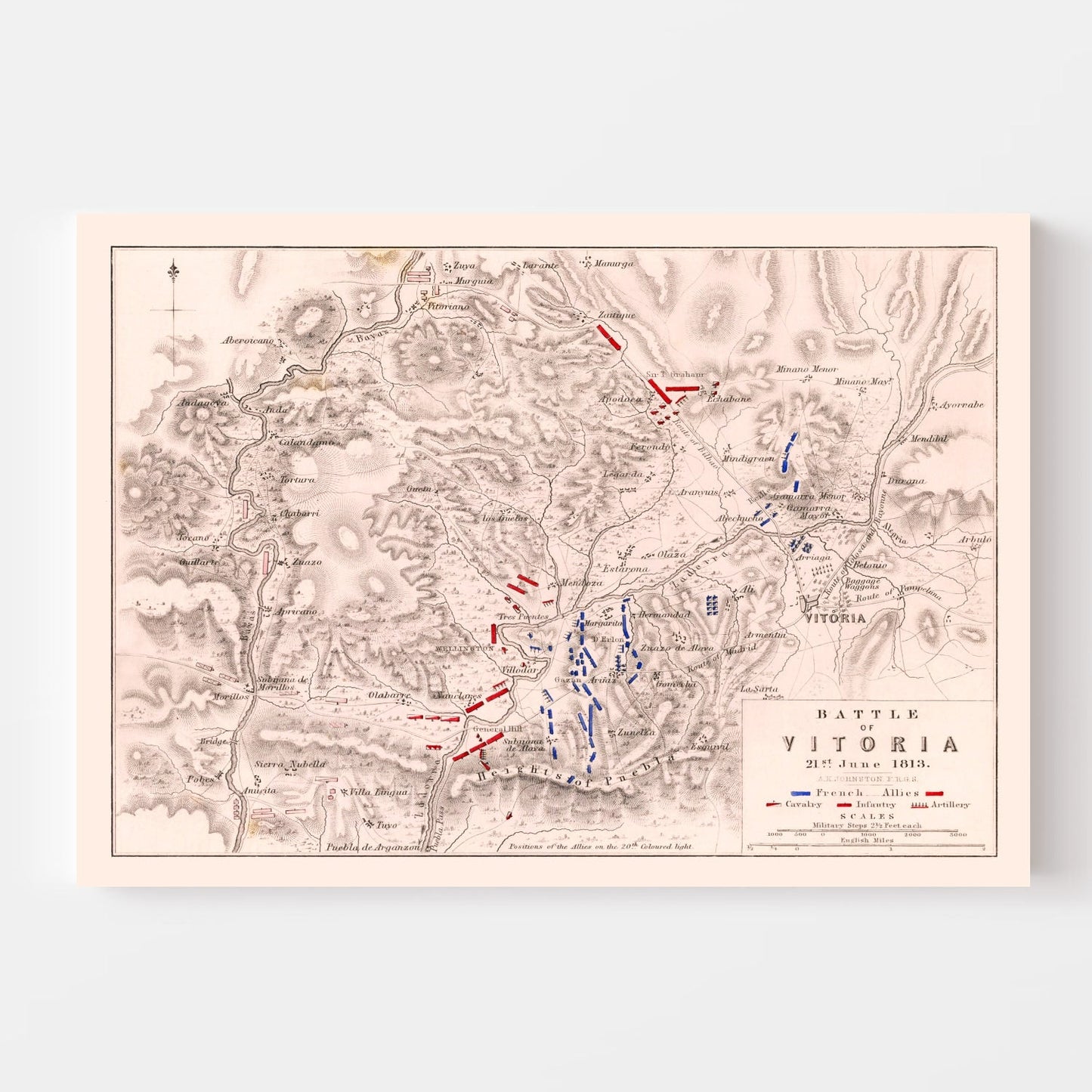 Vintage Map of the Battle of Vitoria, 1813