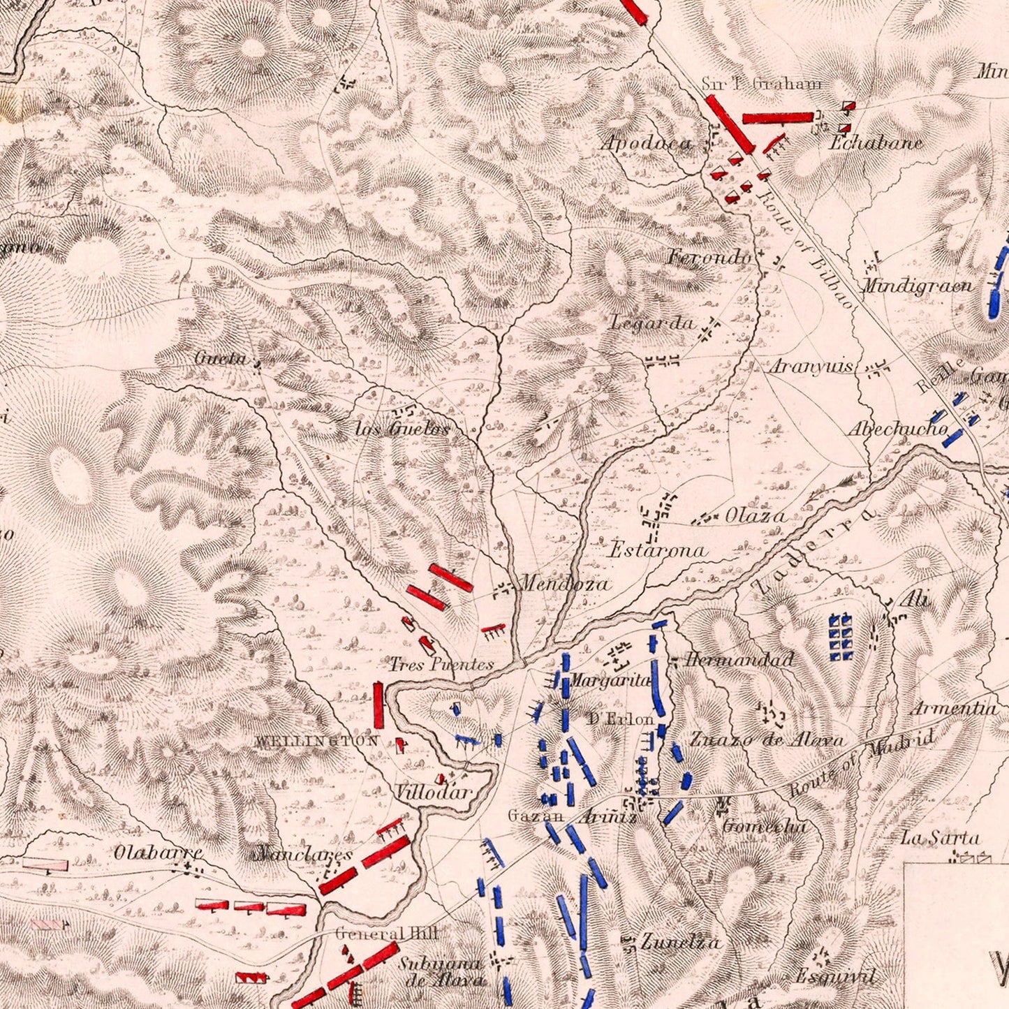 Vintage Map of the Battle of Vitoria, 1813