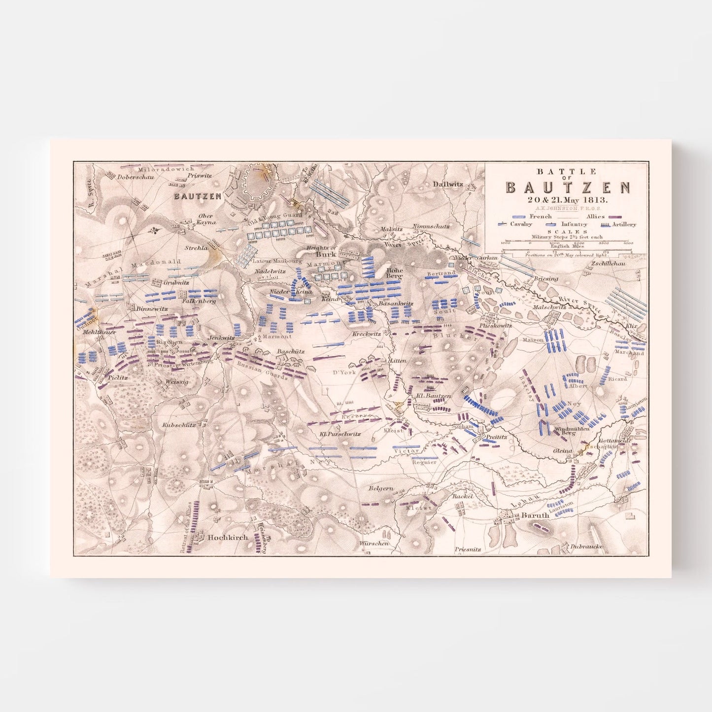 Vintage Map of the Battle of Bautzen, 1813