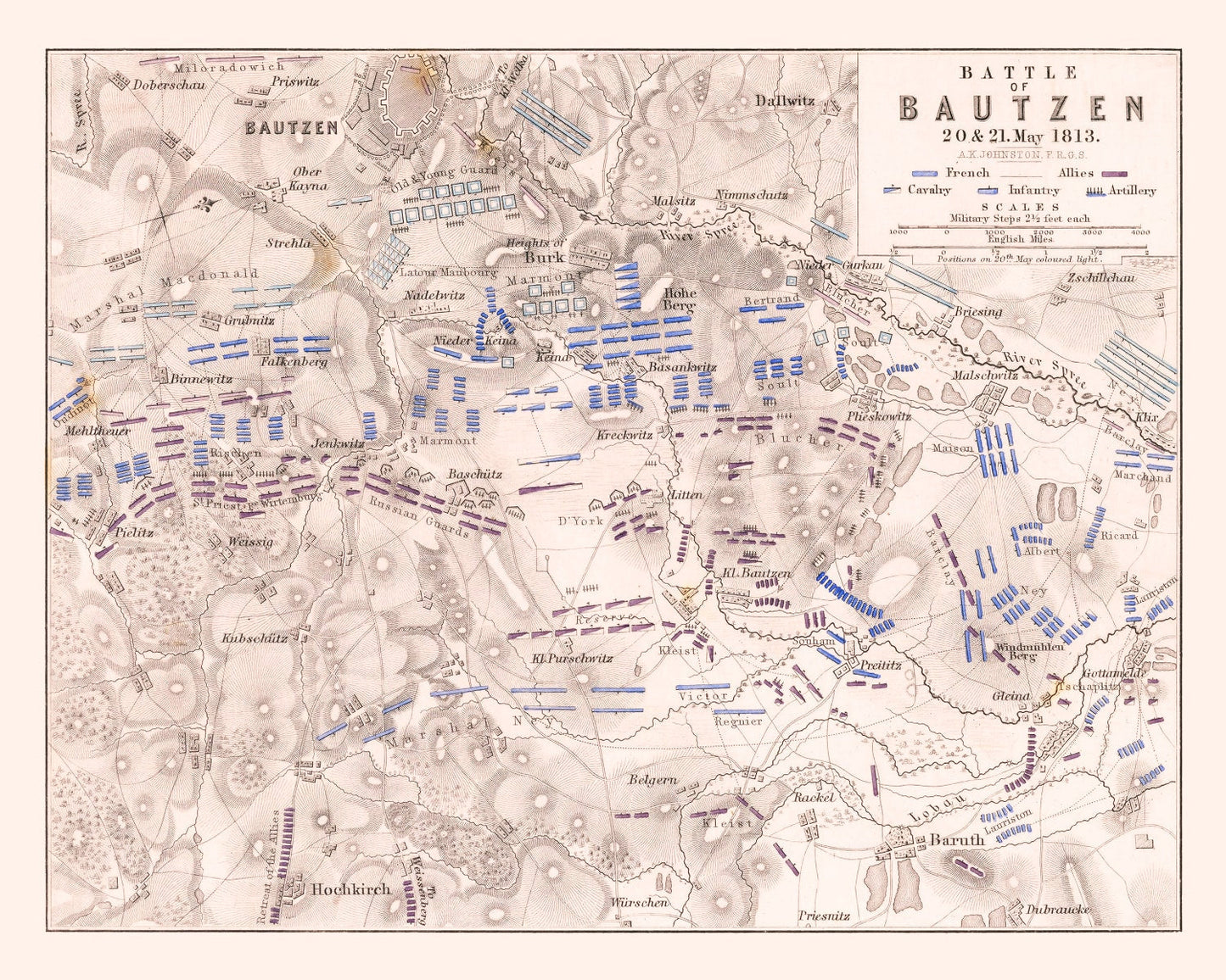 Vintage Map of the Battle of Bautzen, 1813
