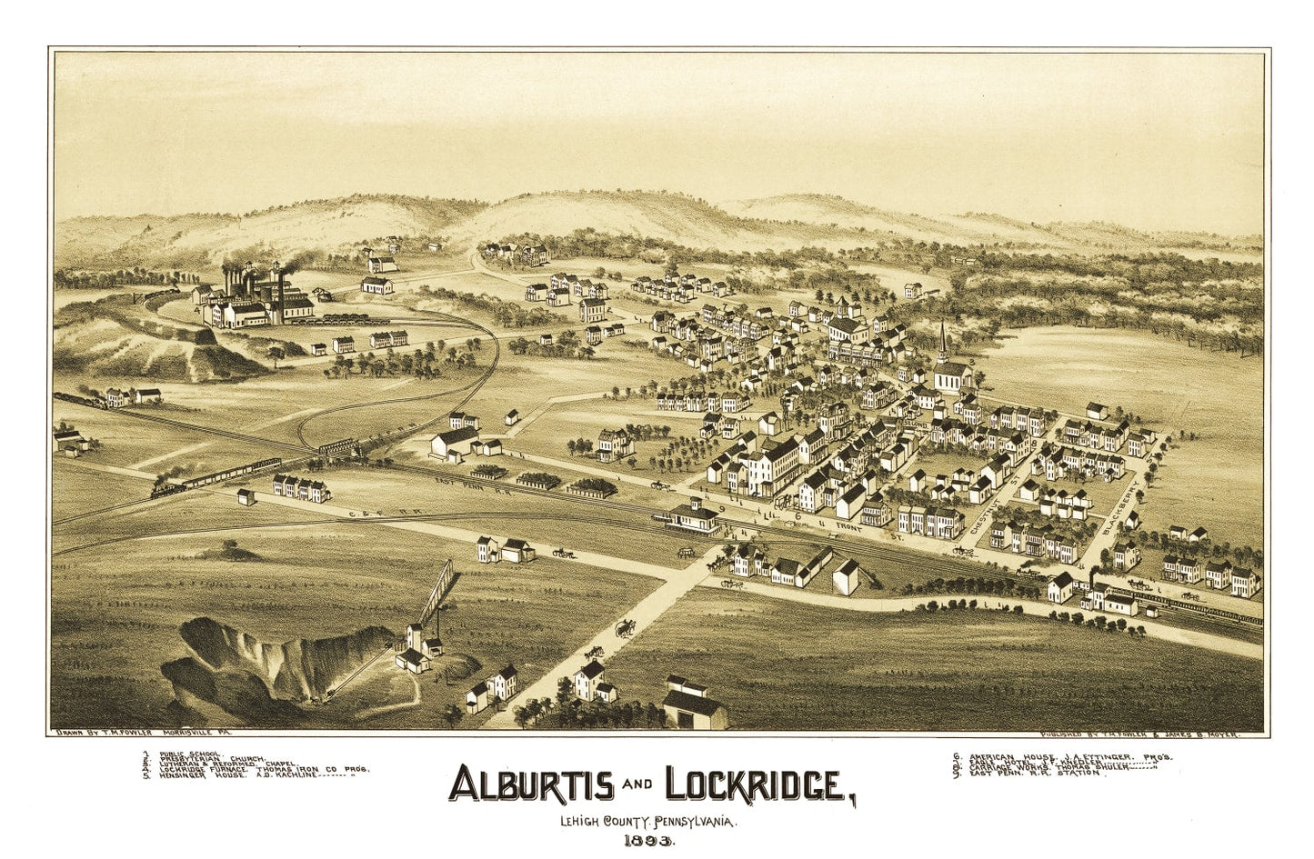 Vintage Map of Alburtis, Pennsylvania, 1893