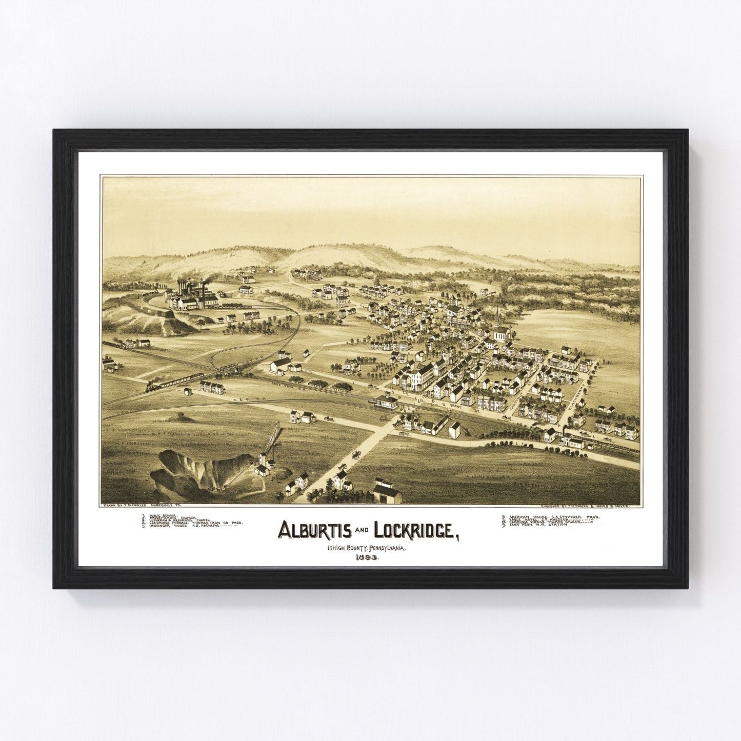 Vintage map of Alburtis, Pennsylvania, 1893 - restored print