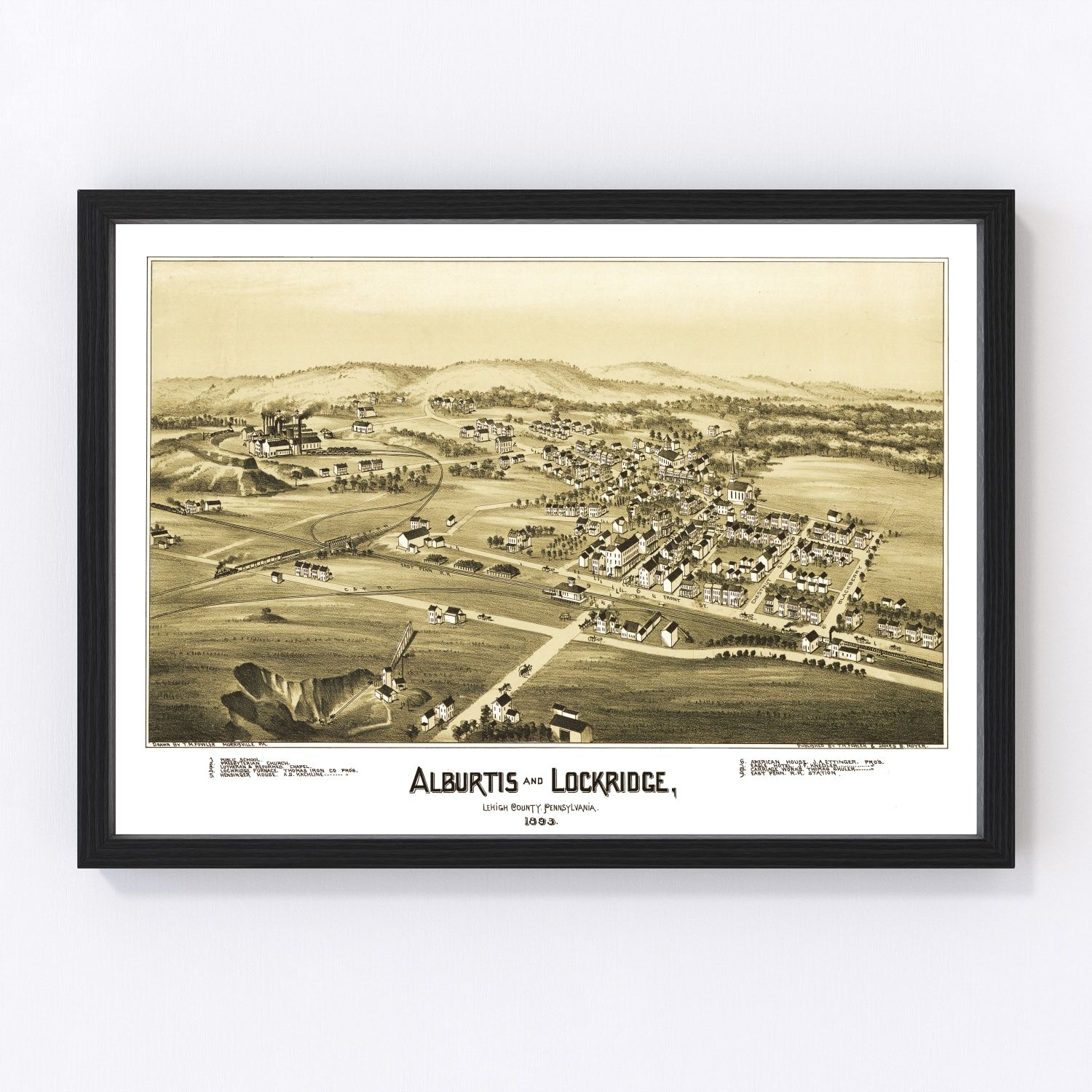 Vintage map of Alburtis, Pennsylvania, 1893 - restored print