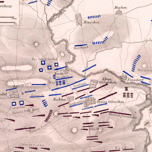 Vintage Map of the Battle of Lutzen, 1813