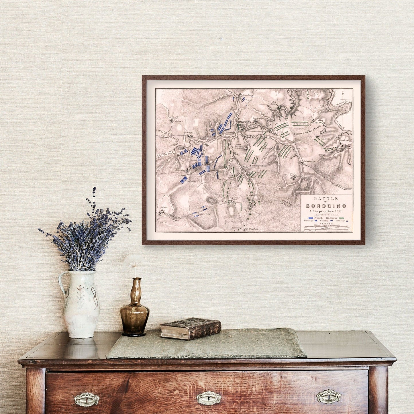 Vintage Map of the Battle of Borodino, Russia, 1812