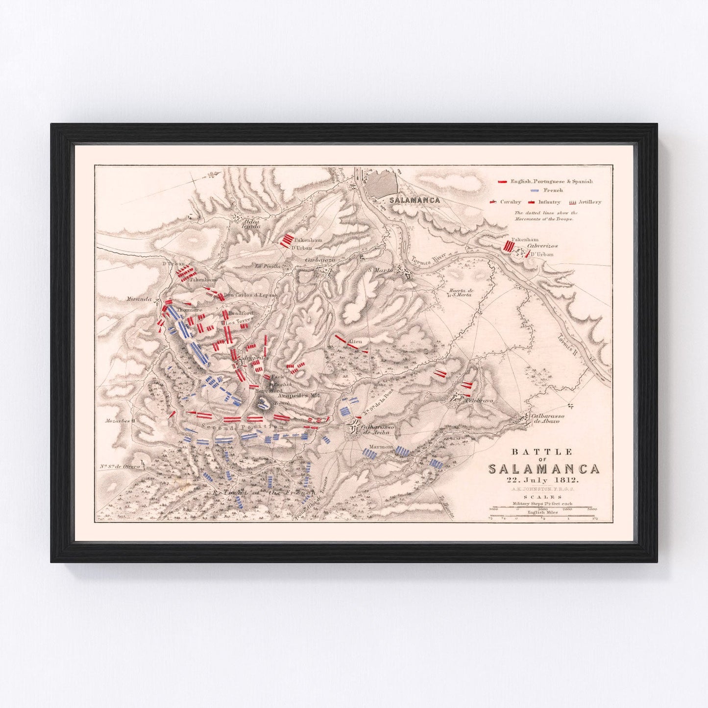 vintage map of the Battle of Salamanca, Spain, 1812