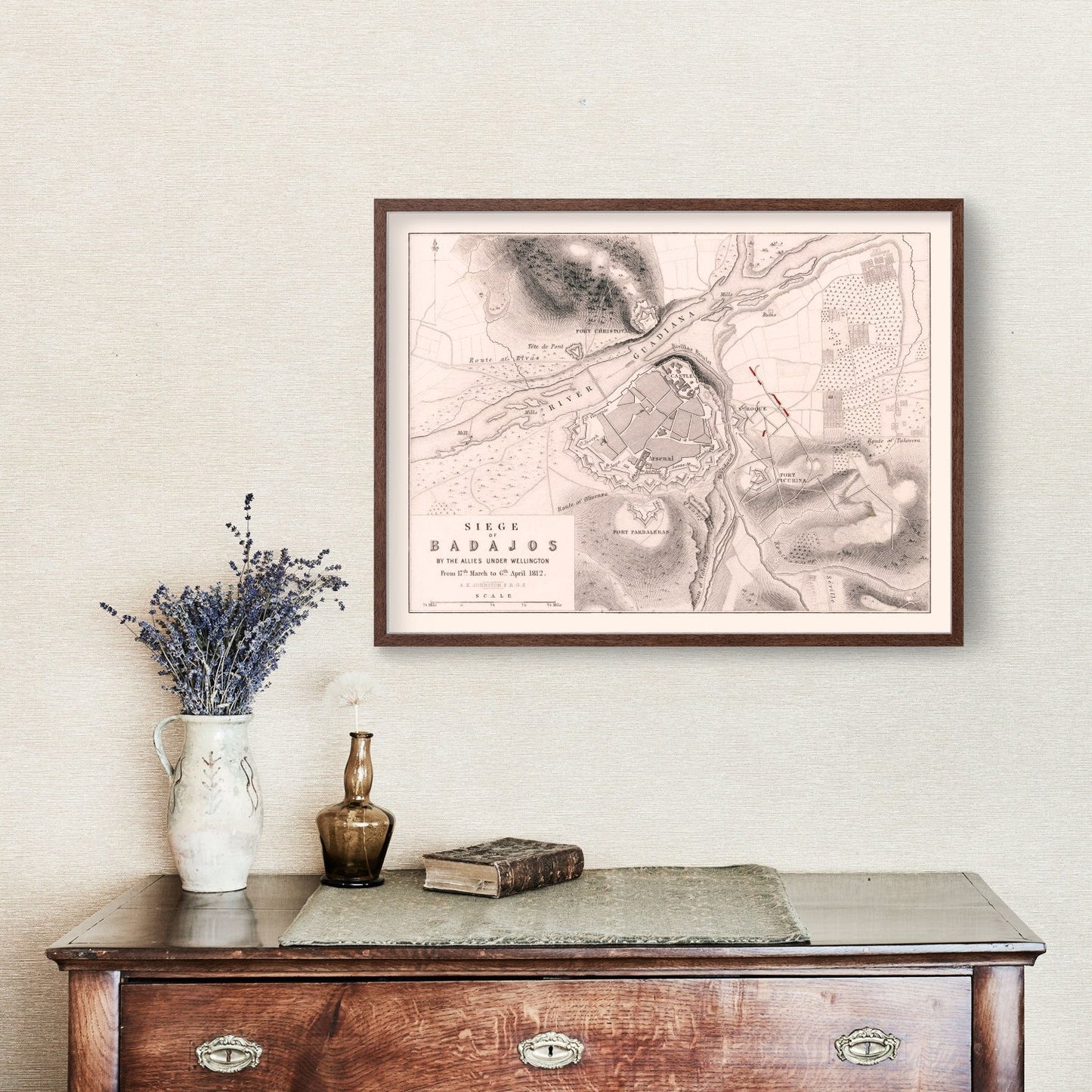 Vintage Map of the Siege of Badajoz, 1812