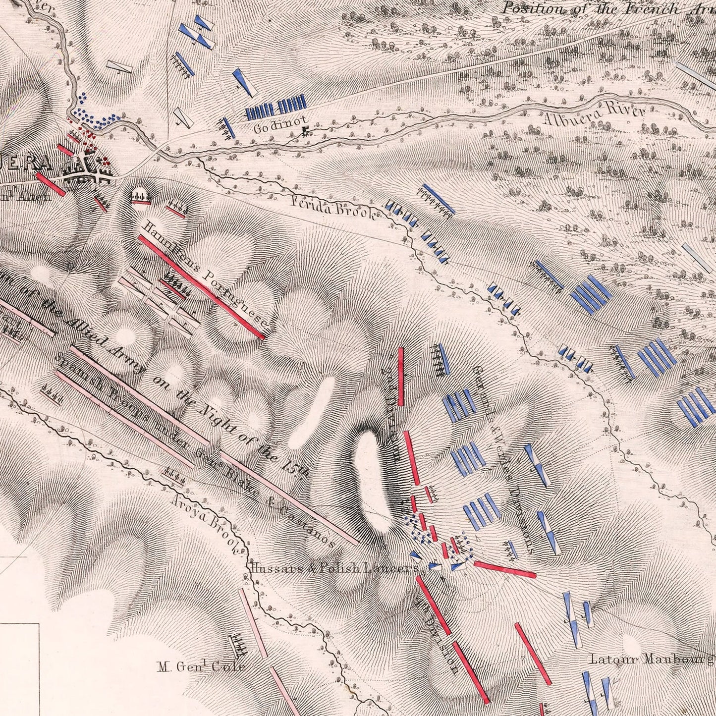 Vintage Map of the Battle of Albuera, 1811