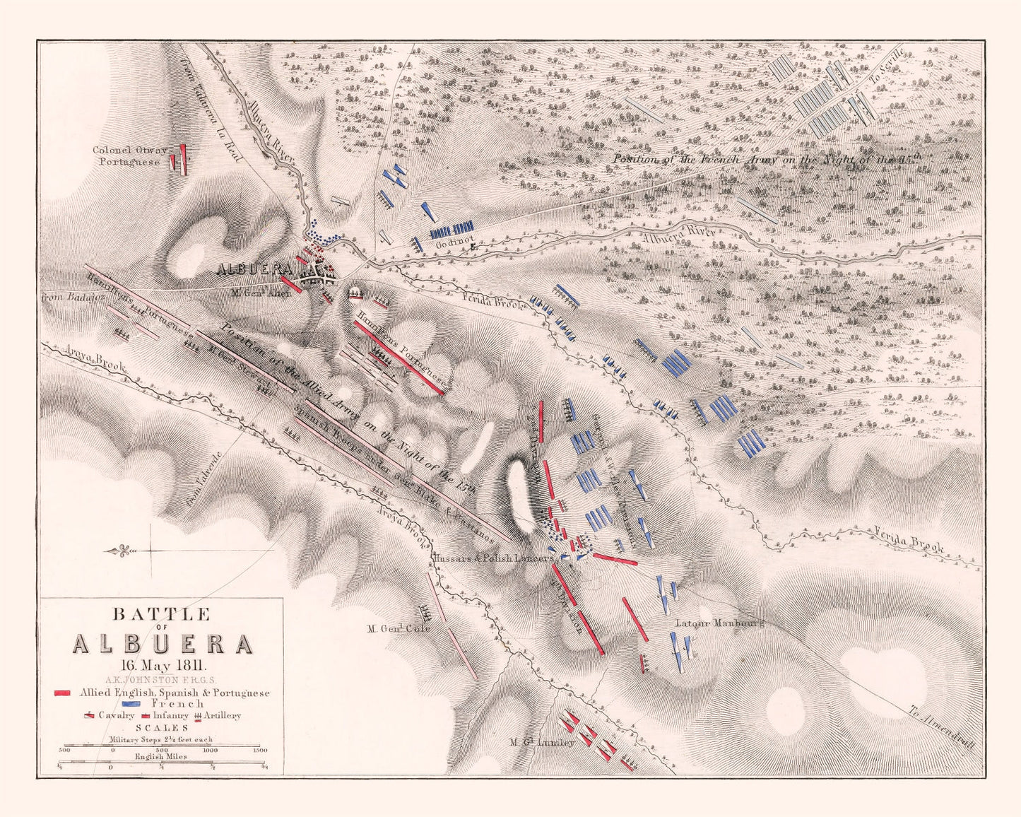Vintage Map of the Battle of Albuera, 1811