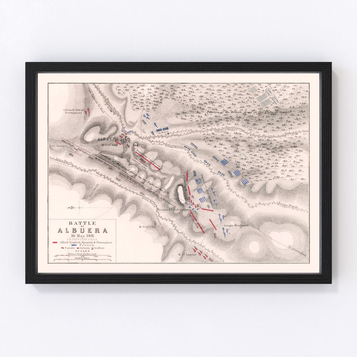 vintage map of the Battle of Albuera, Spain, 1811