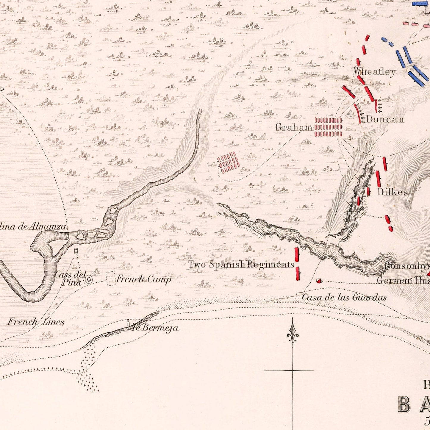 Vintage Map of the Battle of Barrosa, 1811