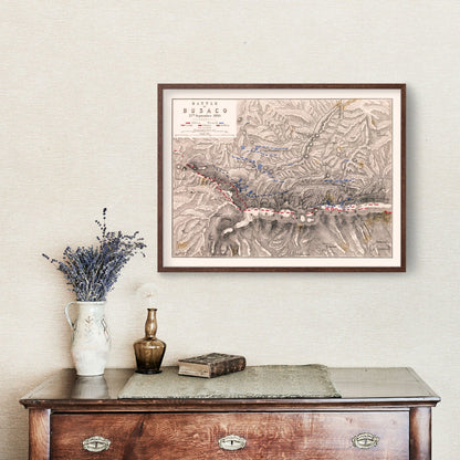 Vintage Map of the Battle of Busaco, Portugal, 1810
