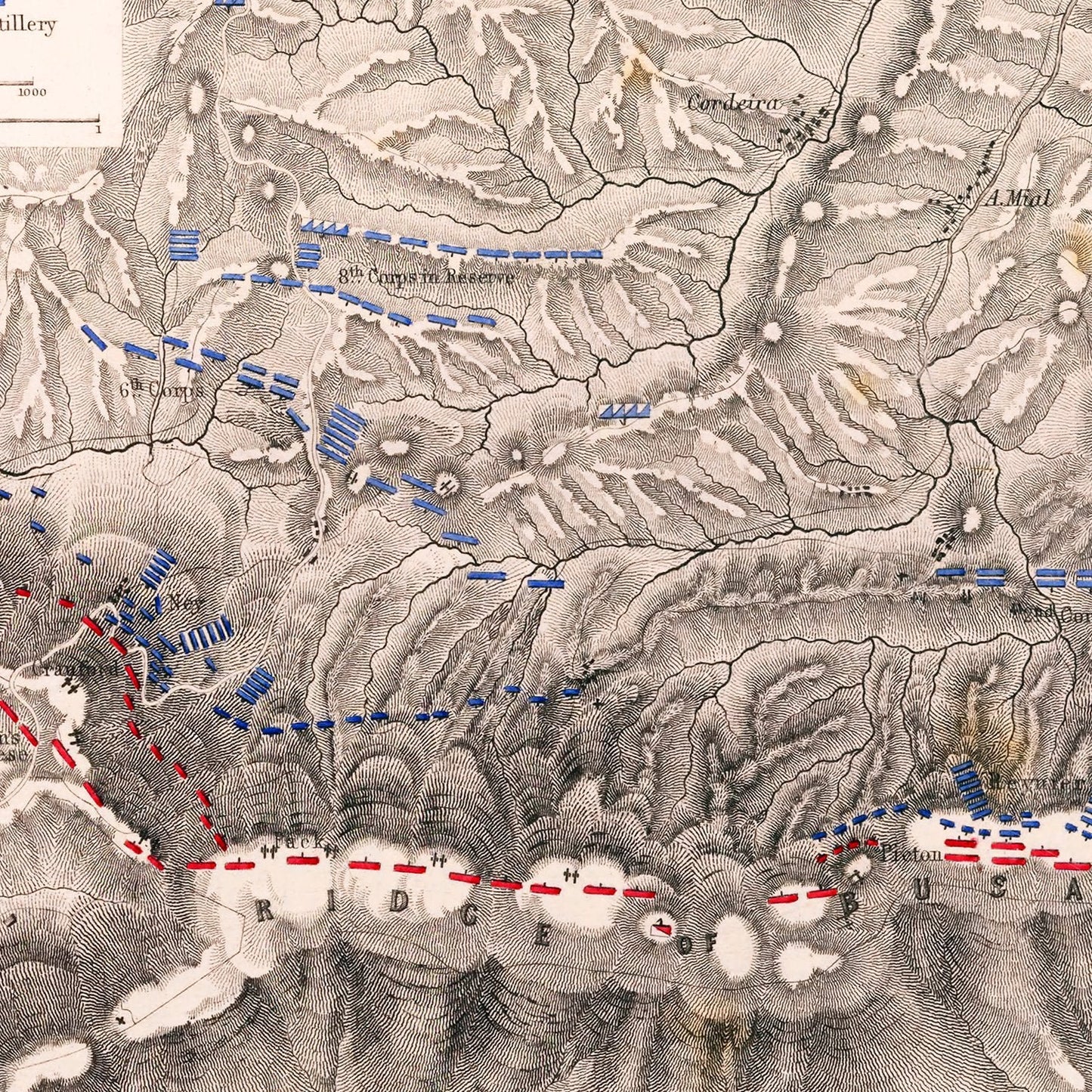 Vintage Map of the Battle of Busaco, Portugal, 1810