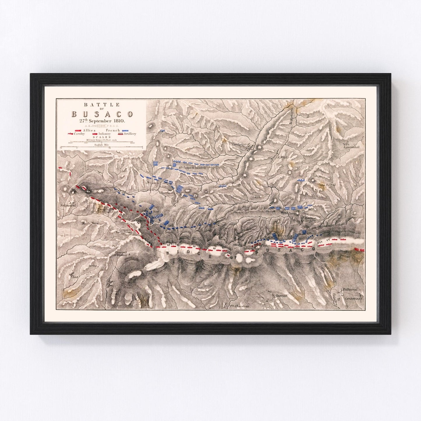 vintage map of the Battle of Busaco, Portugal, 1810