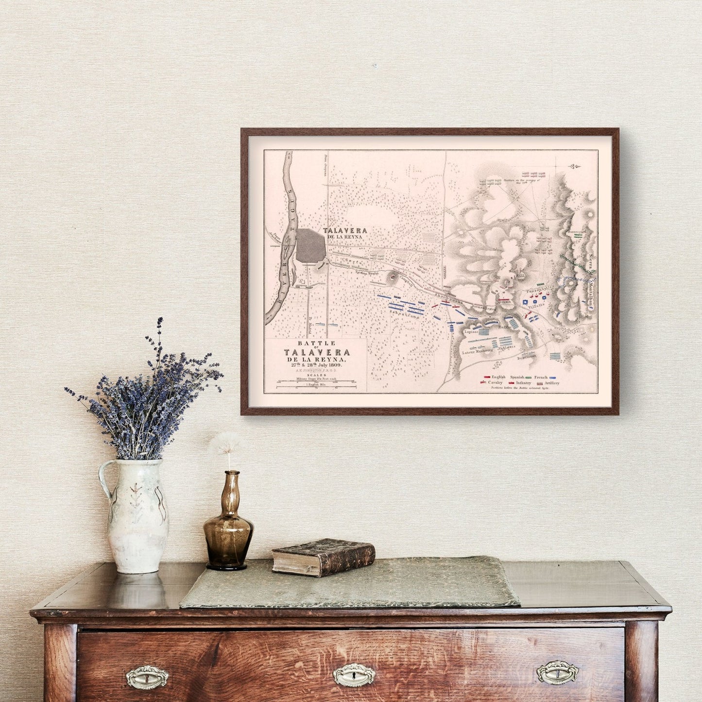 Vintage Map of the Battle of Talavera de la Reina, 1809
