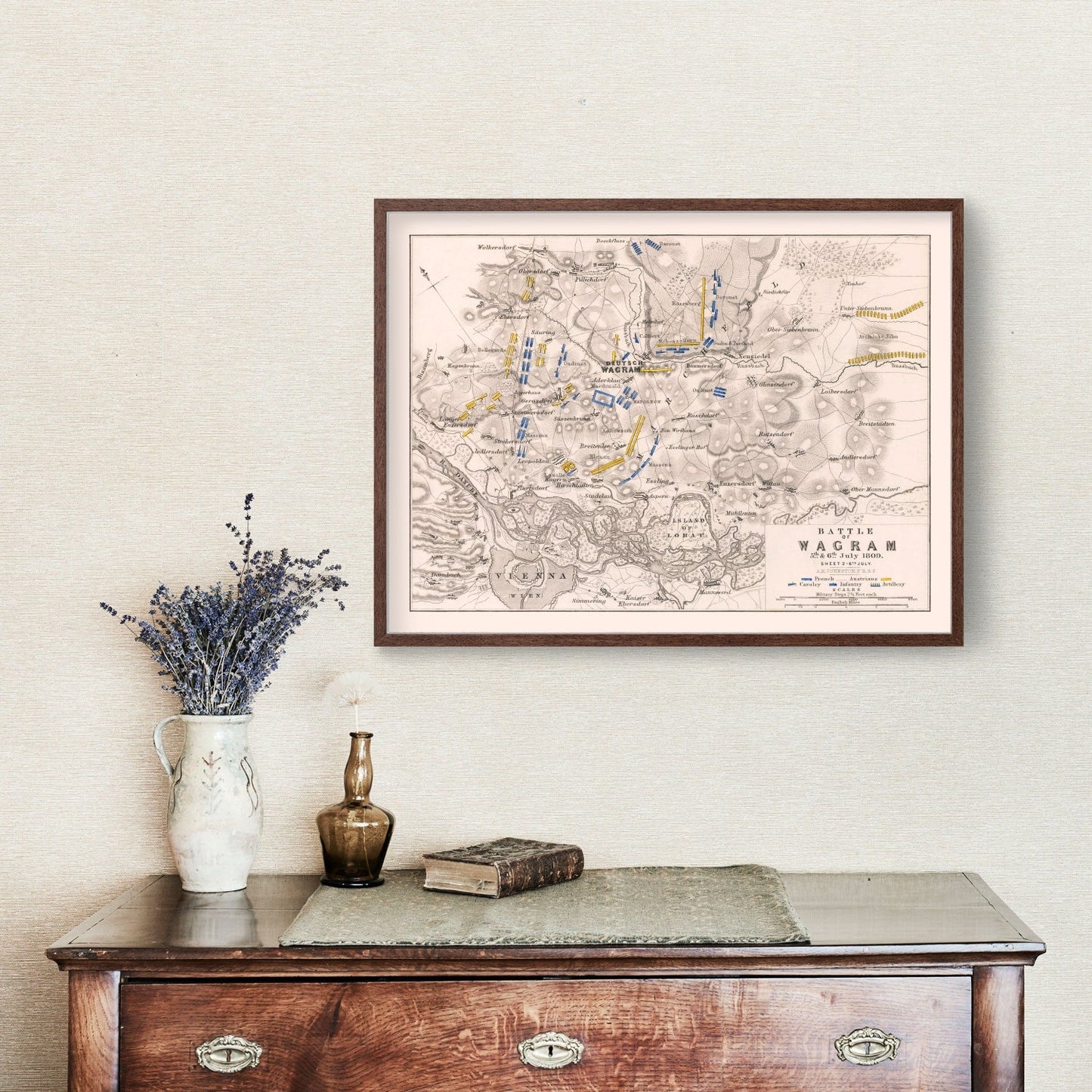 Vintage Map of the Battle of Wagram, Austria, 1809