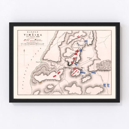 vintage map of the Battle of Vimeira, Portugal, 1808
