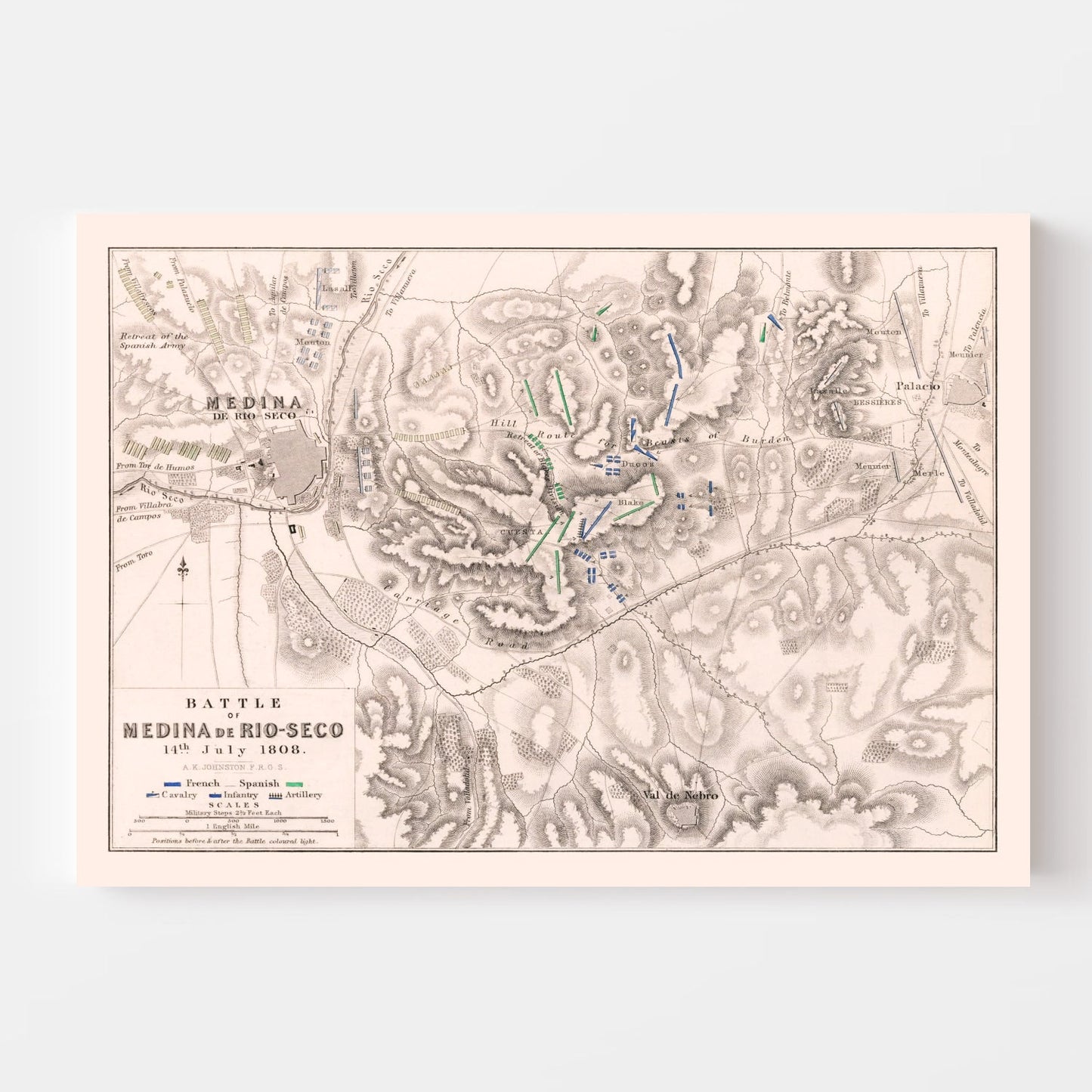 Vintage Map of the Battle of Medina de Rioseco, 1808
