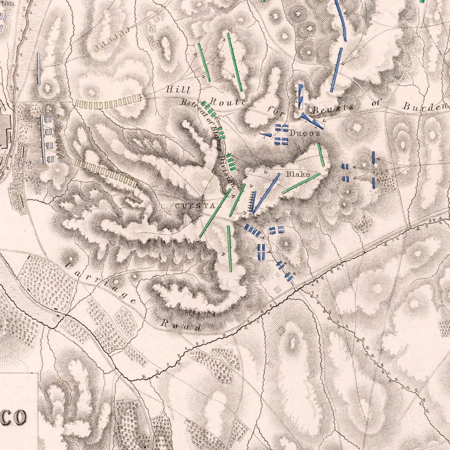 Vintage Map of the Battle of Medina de Rioseco, 1808