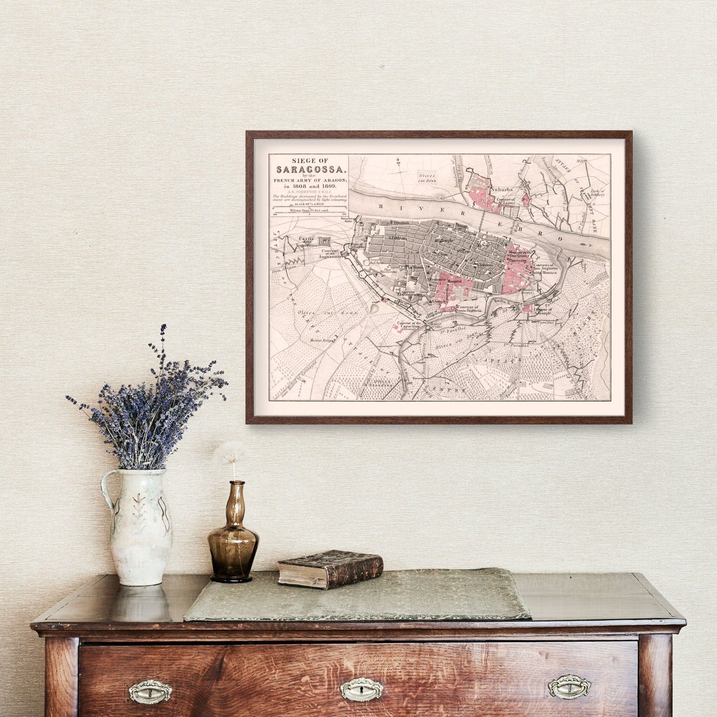 Vintage Map of the Siege of Zaragoza, 1809