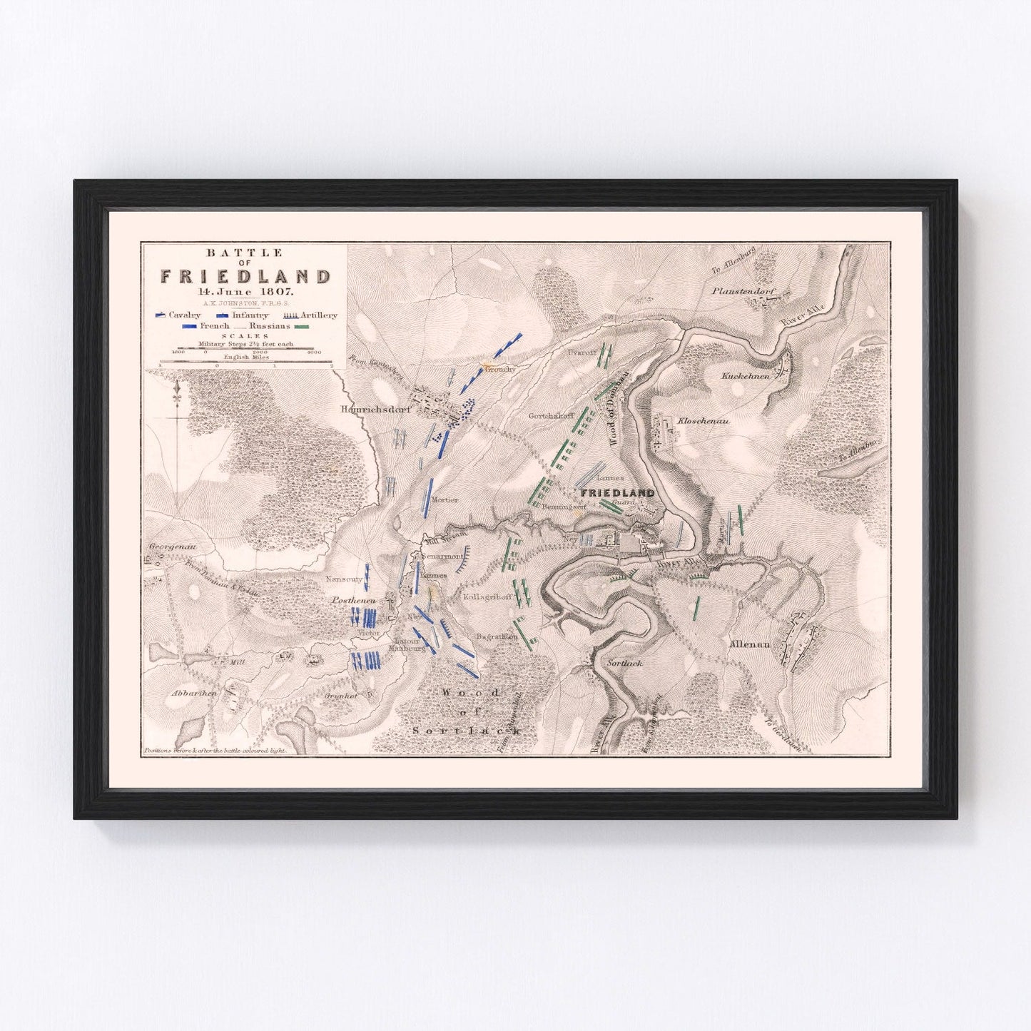 vintage map of the Battle of Friedland, 1807