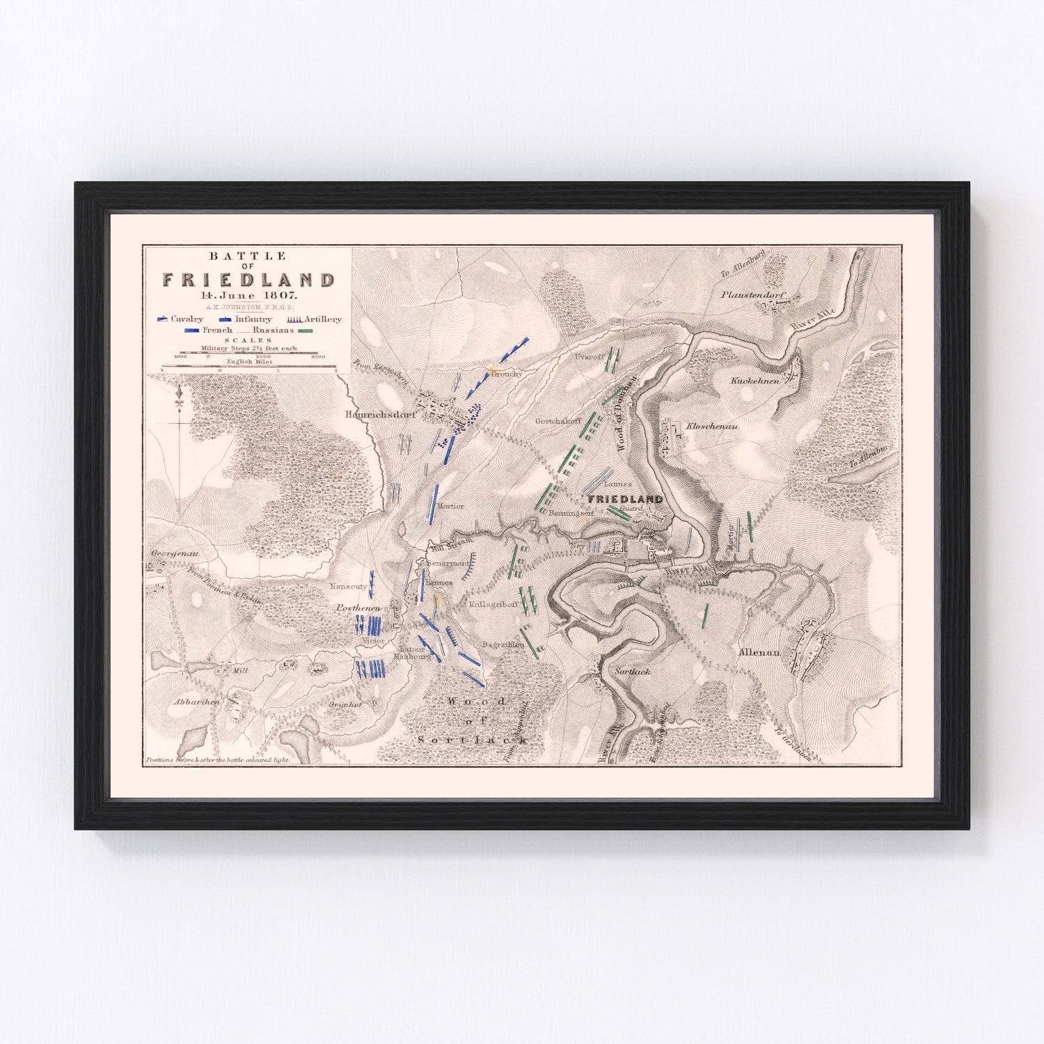 vintage map of the Battle of Friedland, 1807