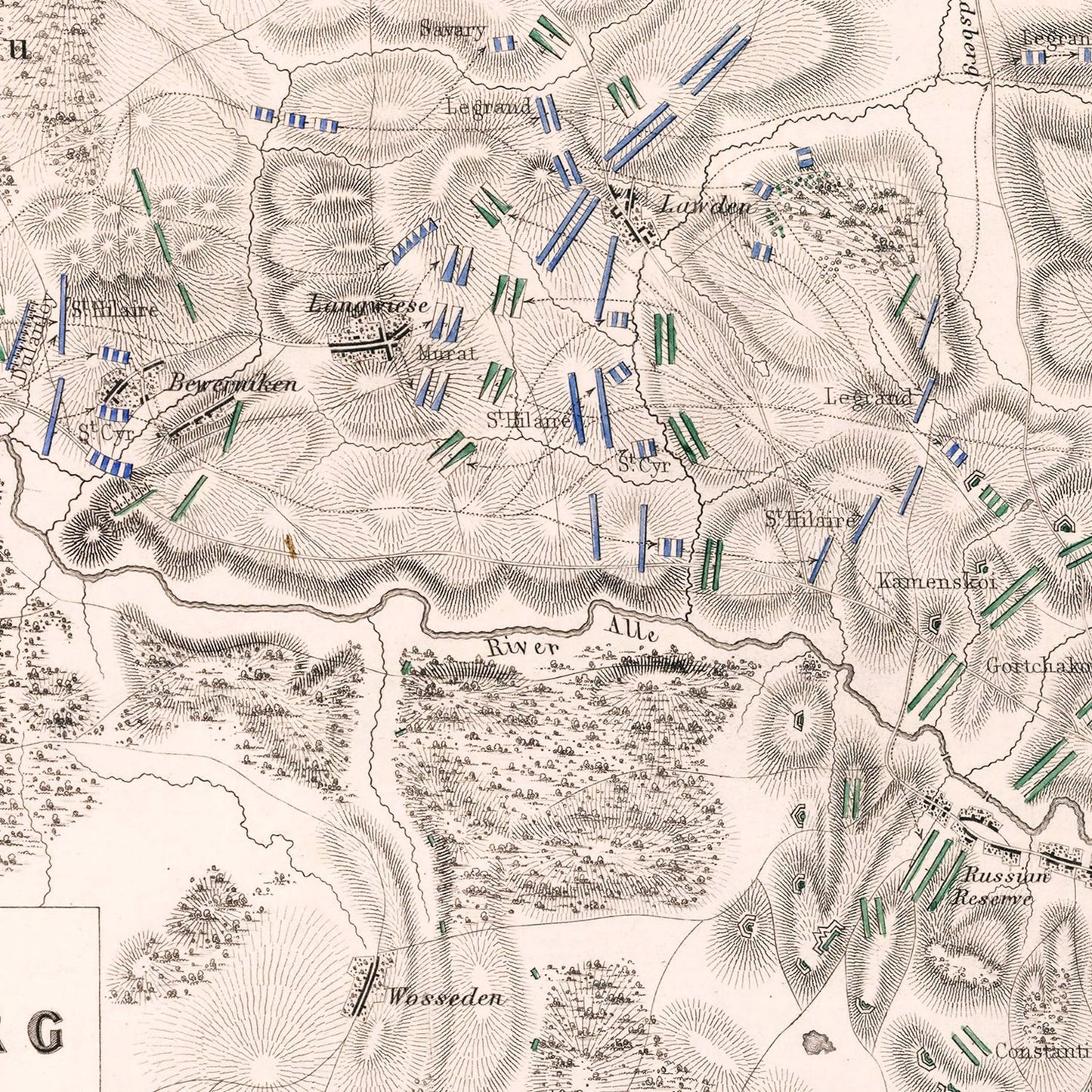 Vintage Map of the Battle of Heilsberg, 1807