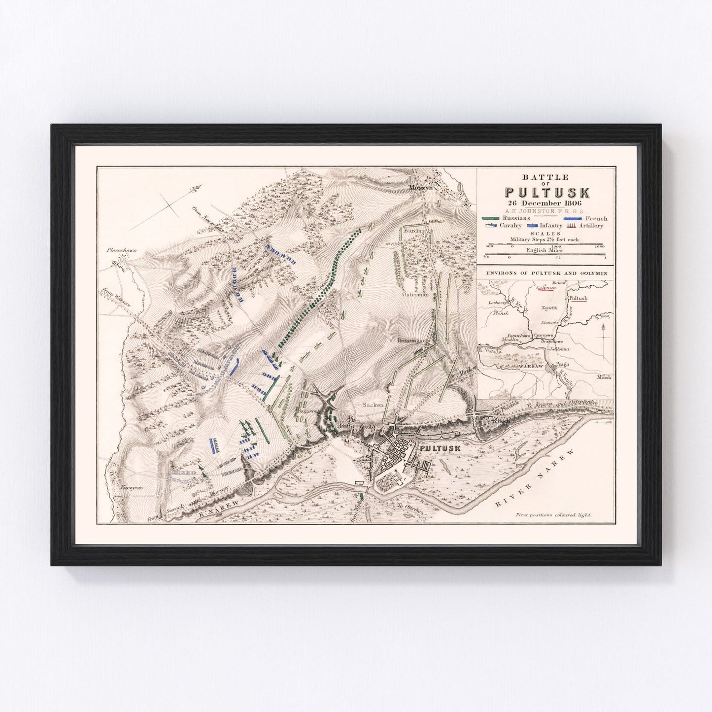 vintage map of the Battle of Pultusk, Poland, 1806