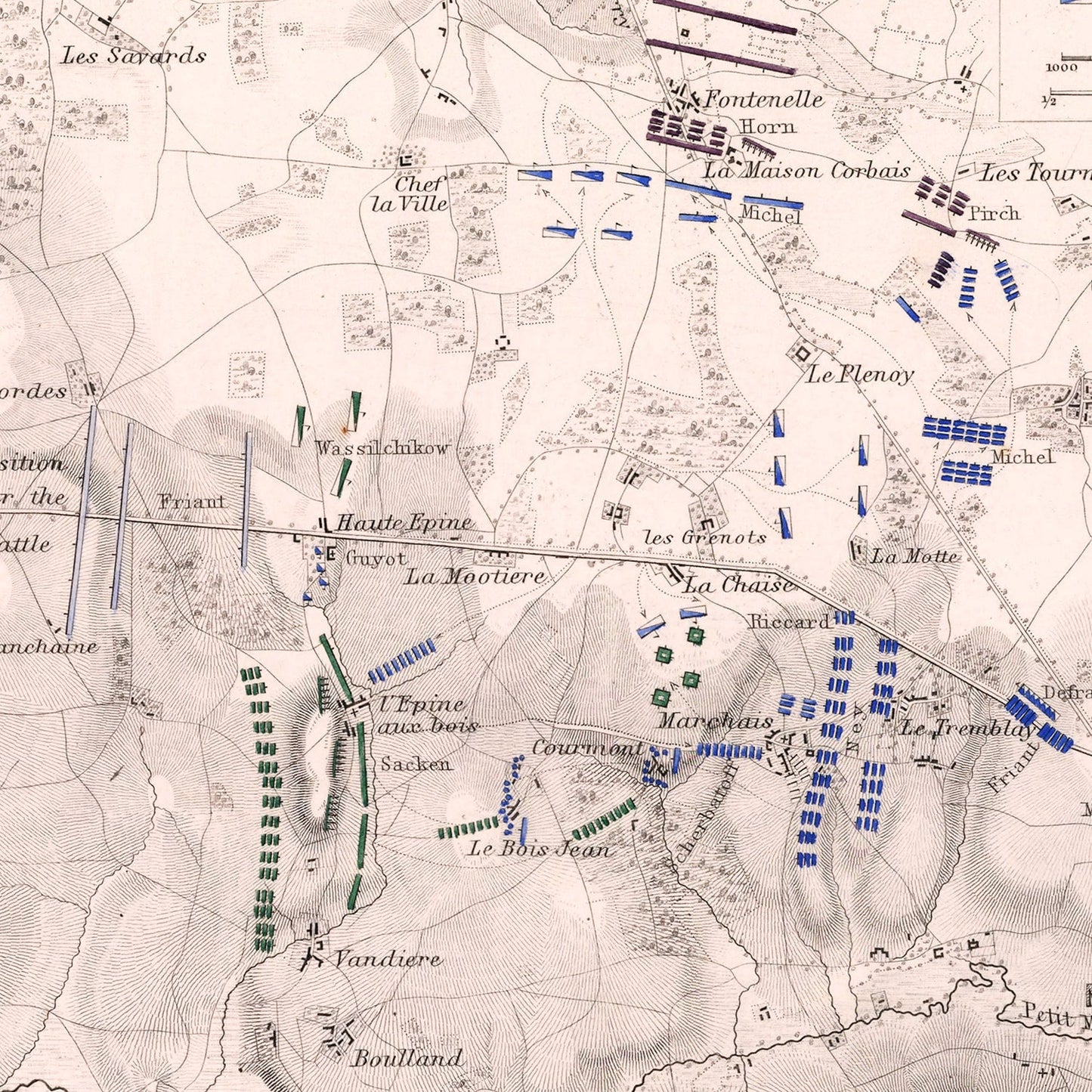 Vintage Map of the Battle of Montmirail, 1814