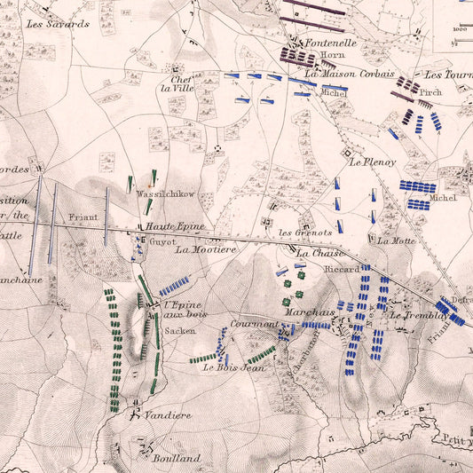 Vintage Map of the Battle of Montmirail, 1814