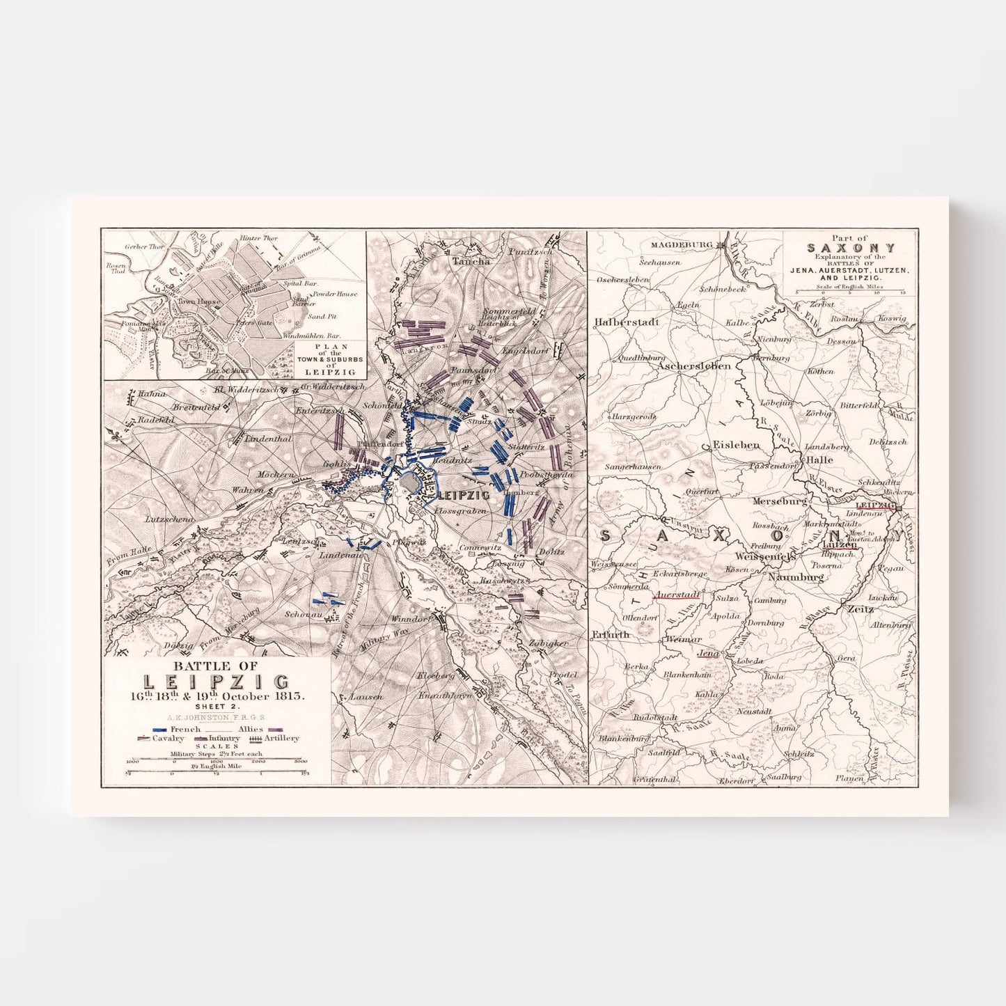Vintage Map of the Battle of Leipzig, 1813 (II)