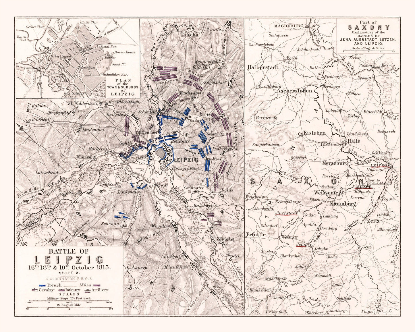 Vintage Map of the Battle of Leipzig, 1813 (II)