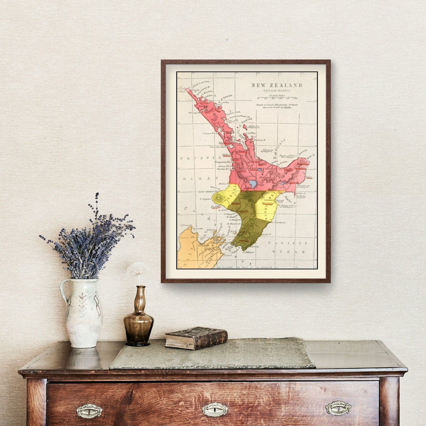 Vintage Map of New Zealand, 1862