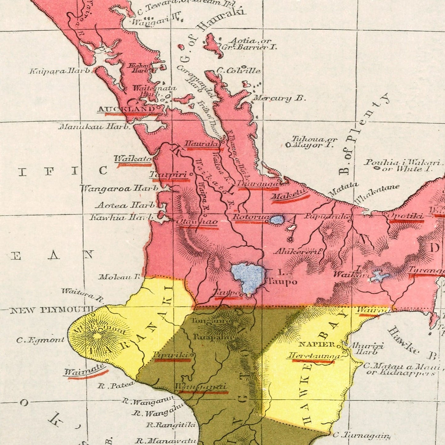 Vintage Map of New Zealand, 1862