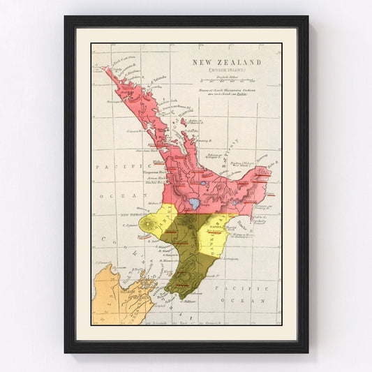Vintage map of New Zealand, 1862