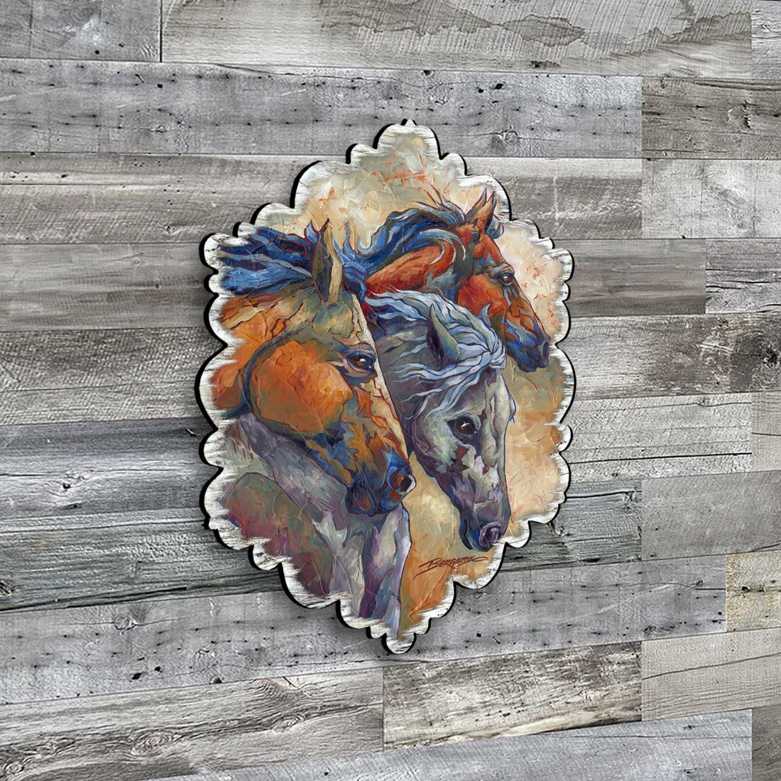 Running Horses Wood Wall Art and Door Hanger