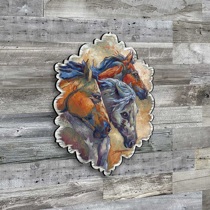 Running Horses Wood Wall Art and Door Hanger