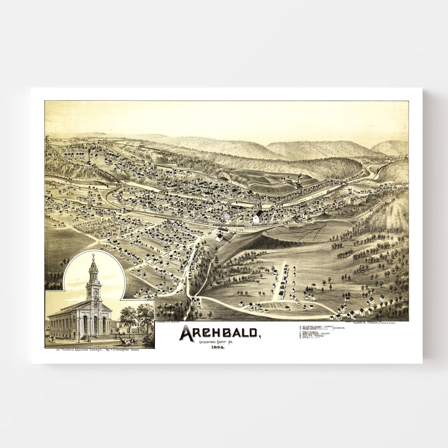 Vintage Map of Archbald, Pennsylvania, 1892