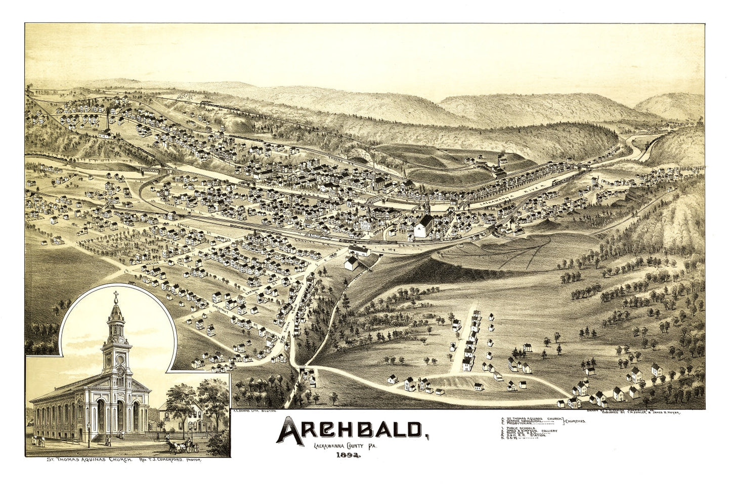 Vintage Map of Archbald, Pennsylvania, 1892