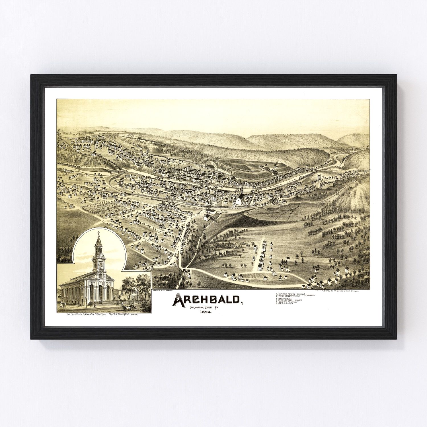 vintage map of Archbald, Pennsylvania, 1892