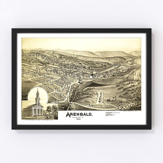 vintage map of Archbald, Pennsylvania, 1892