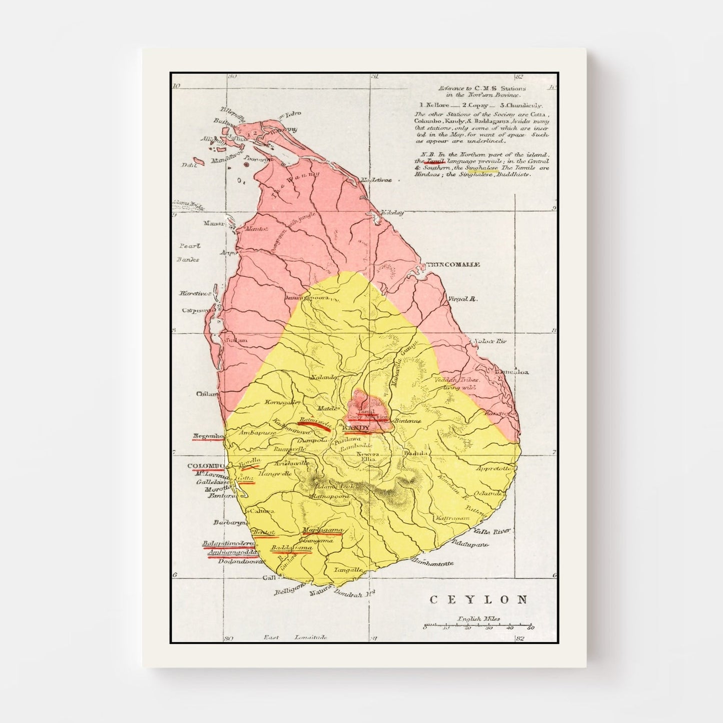 Vintage Map of Sri Lanka, 1862