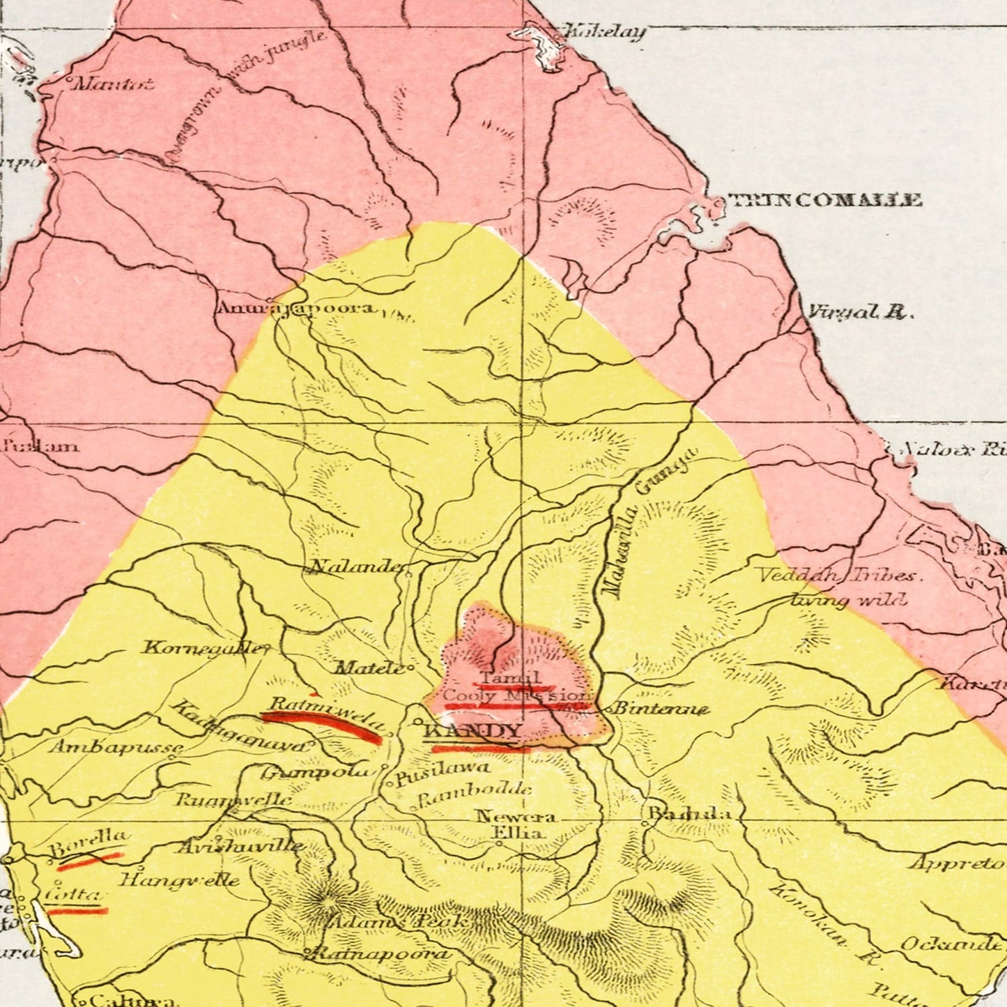 Vintage Map of Sri Lanka, 1862
