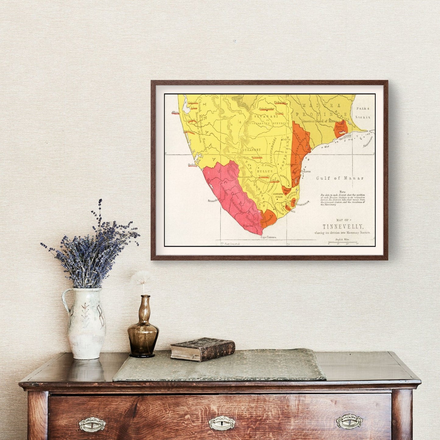 Vintage Map of Tirunelveli, India, 1862